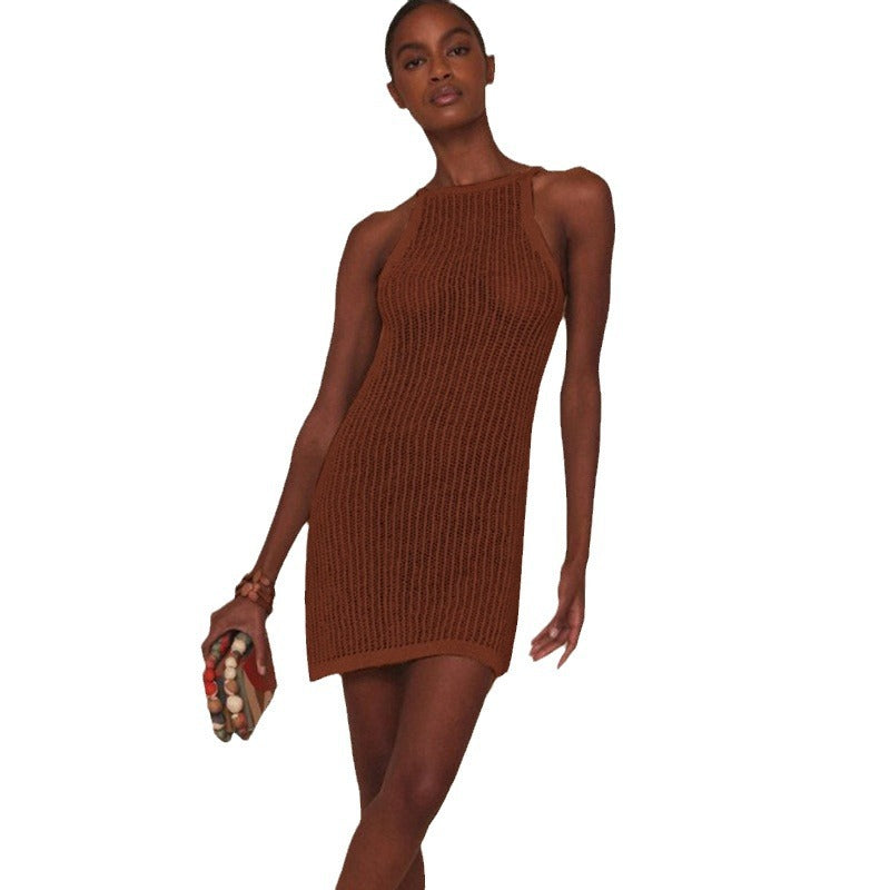 Damen lässiges Häkelkleid im minimalistischen Stil EB