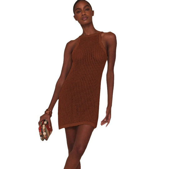 Damen lässiges Häkelkleid im minimalistischen Stil EB