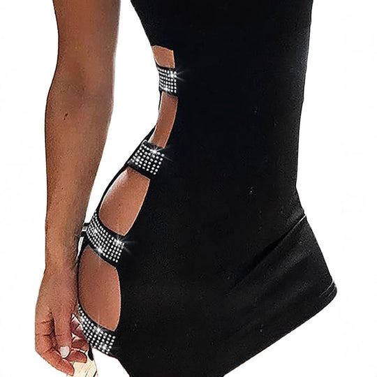 Damen figurbetontes Minikleid mit transparenten Seiteneinsätzen EB