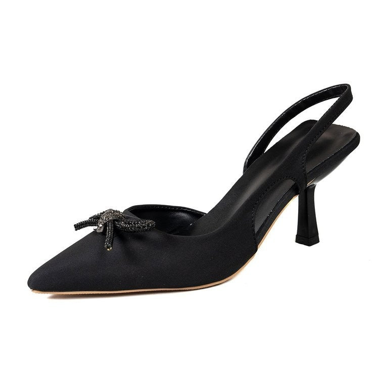 Damen Slingback Pumps mit glamourösem Schleifen-Design EB