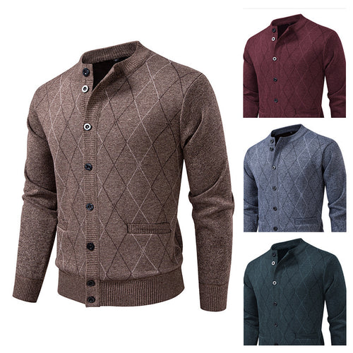 Herren Strickjacke mit modernem Rautenmuster Heidi-Mode