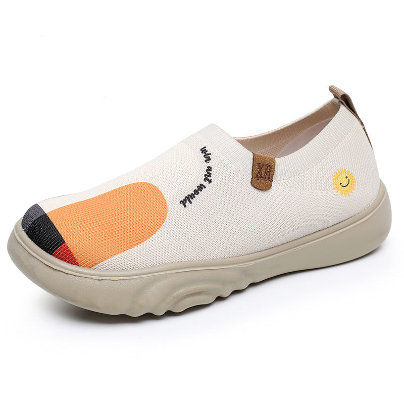 Damen Atmungsaktive Slip-On Sneakers mit farbenfrohem Grafikdesign EB