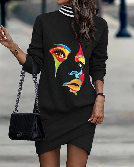 Damen Sweatshirtkleid mit grafischem Totenkopf-Design und Blumen EB