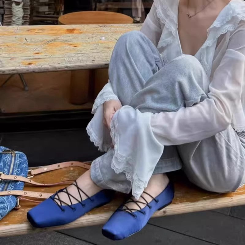 Damen Ballerinas mit modischem Schnürdesign EB