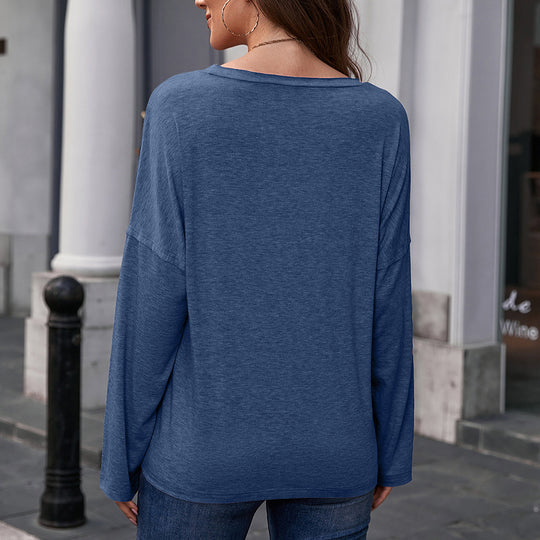 Damen lässiges Longsleeve mit Schmetterlingsdruck und weit geschnittenen Ärmeln EB