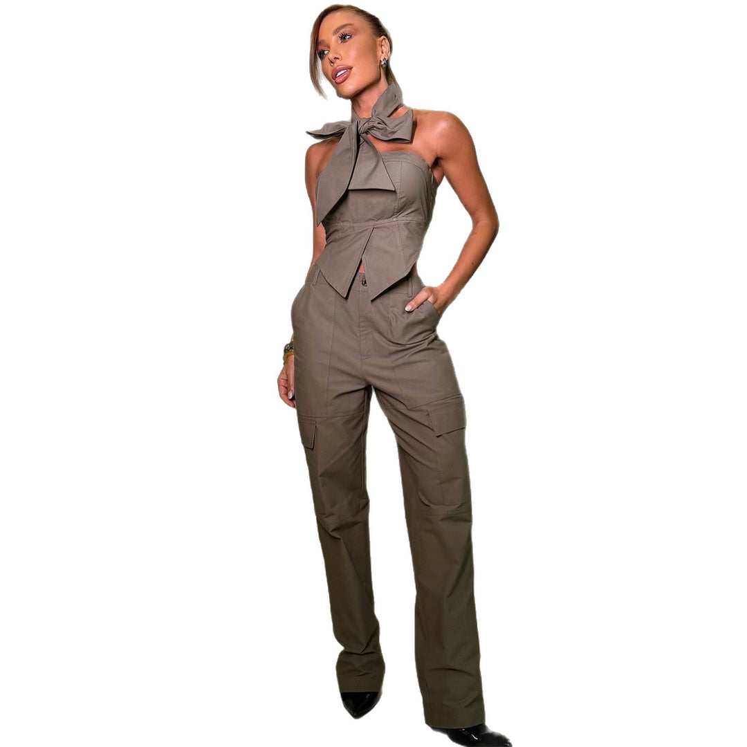 Damen Overall mit elegantem Halsband und praktischen Taschen EB