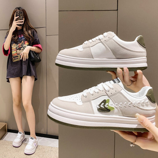 Damen Mode Sneakers mit stylischem Blätter-Design und komfortabler Sohle EB