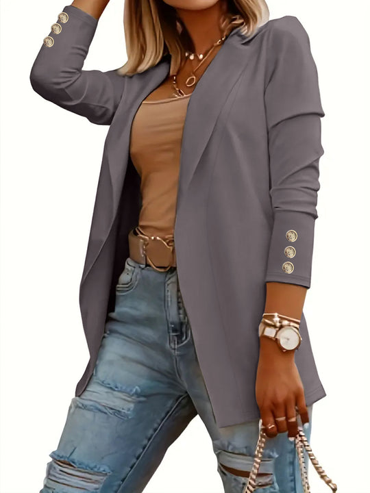Damen Eleganter Blazer mit glamourösen Knöpfen und taillierter Passform EB