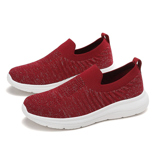 Damen Leichte Slip-On Sneakers mit atmungsaktivem Obermaterial und dämpfender Sohle EB