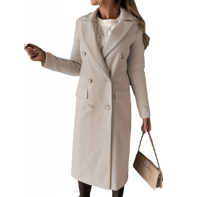Damen Eleganter Doppelreihiger Mantel mit hochmodernem Schnitt EB