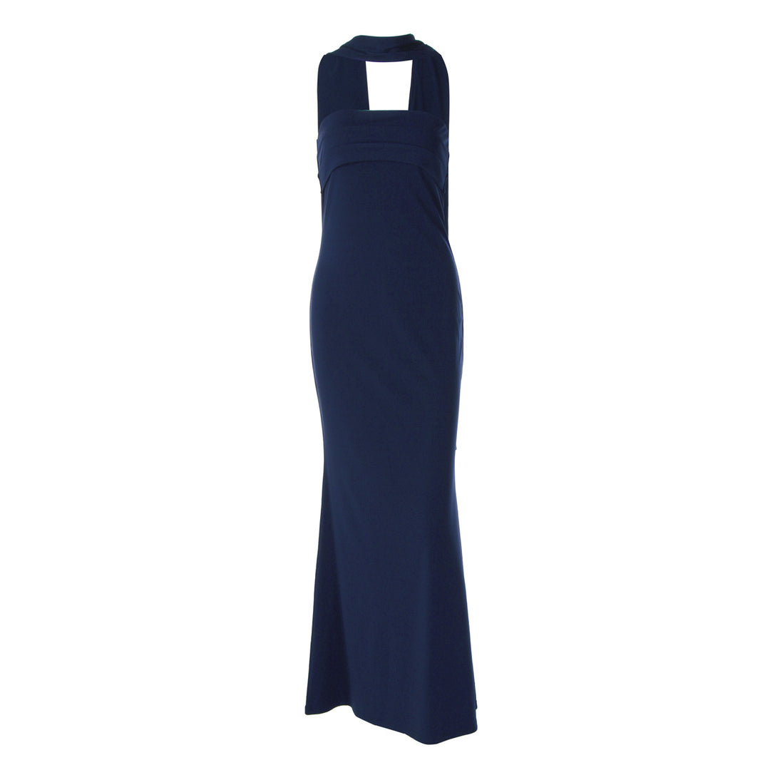 Damen Elegantes Langarm-Maxikleid mit transparenten Details EB