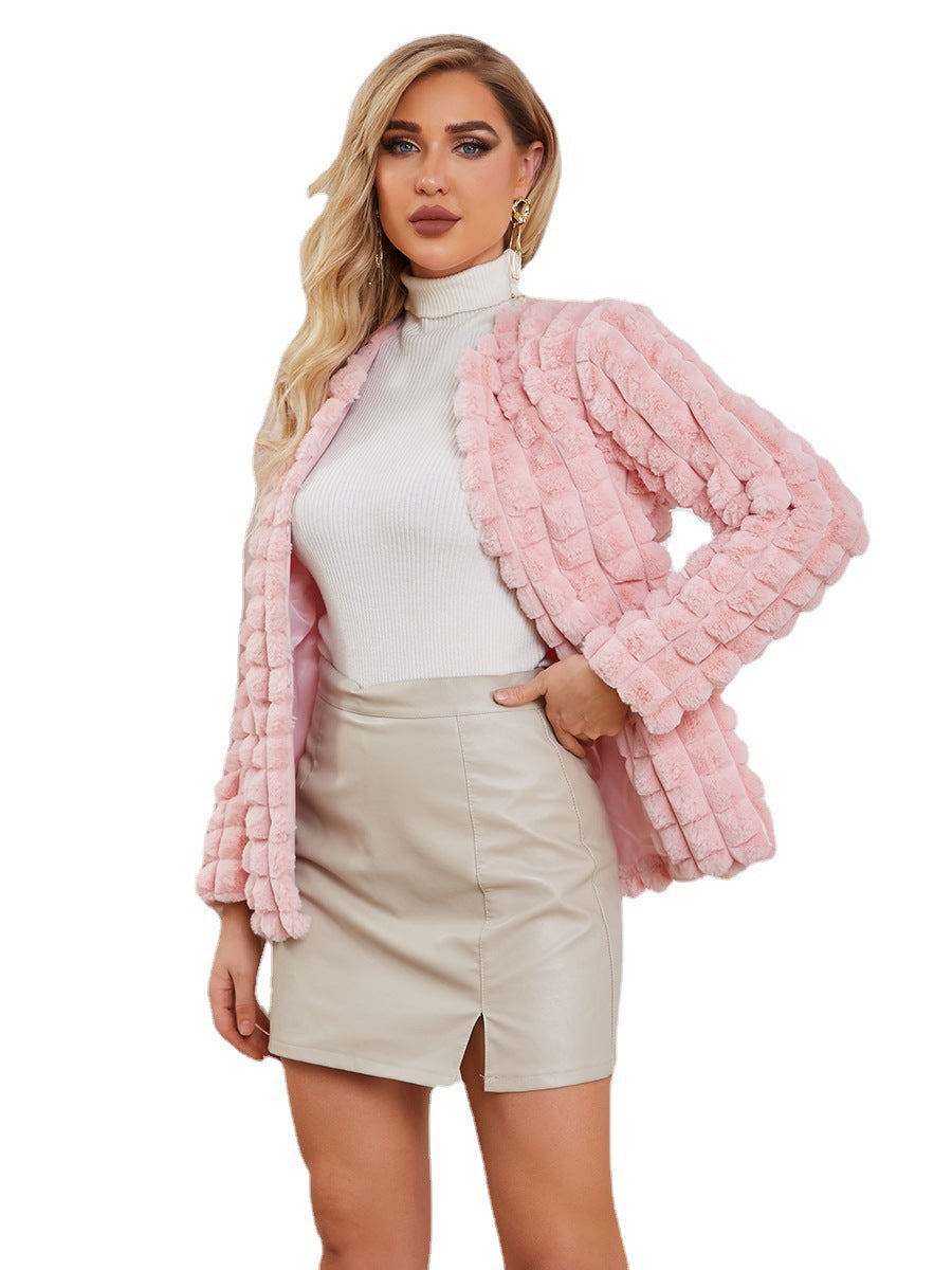 Damen Flauschige Teddyjacke mit elegantem Schnitt und trendigen Details EB