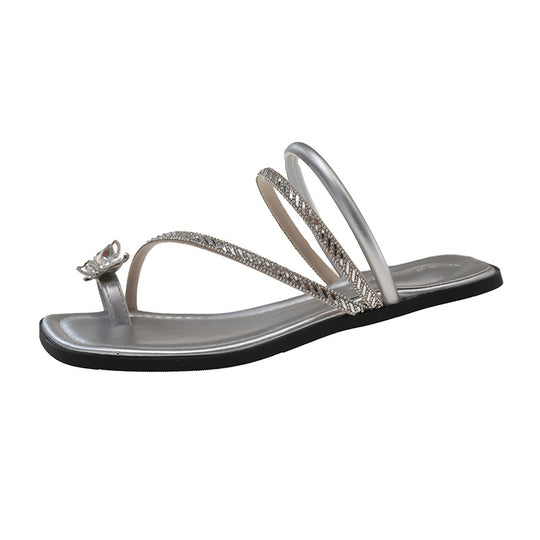 Damen Elegante Riemchen-Sandalen mit funkelndem Strass-Akzent EB