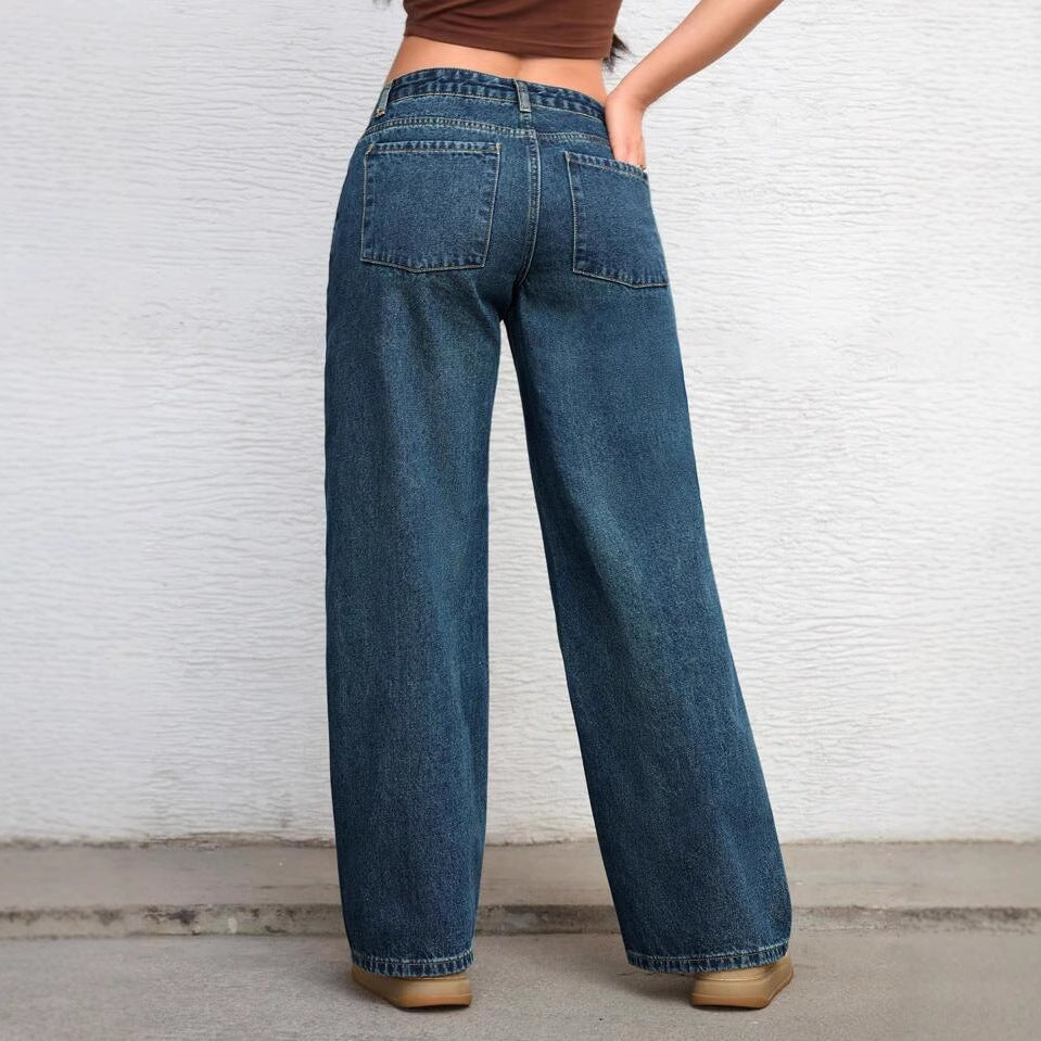 Damen Weite High-Waist Jeans mit trendigem Flared-Schnitt EB