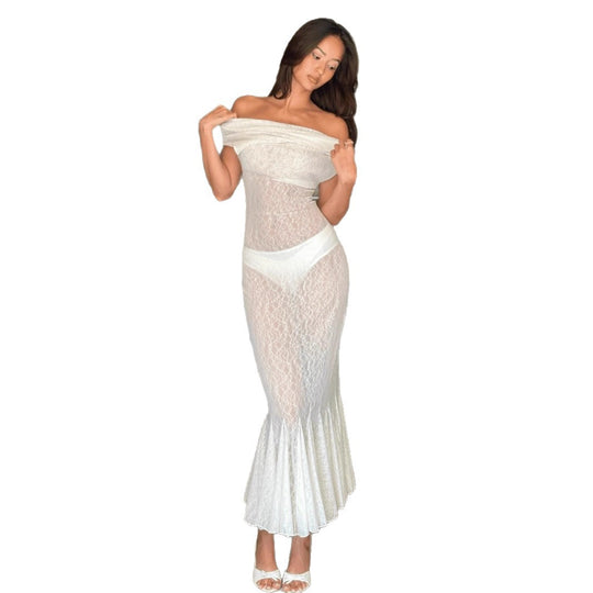 Damen Elegantes Maxikleid mit Off-Shoulder Design EB