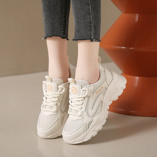 Damenmodische Sport-Sneaker mit atmungsaktiver Mesh-Oberfläche und stoßdämpfender Sohle EB