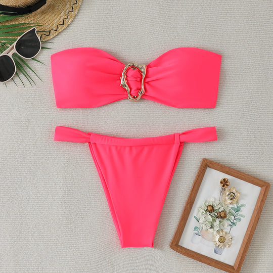 Damen Bandeau-Bikini mit hochwertigem Schnallen-Detail EB