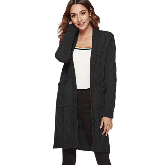 Damen Grobstrick-Cardigan mit tiefen Taschen und dekorativem Zopfmuster EB