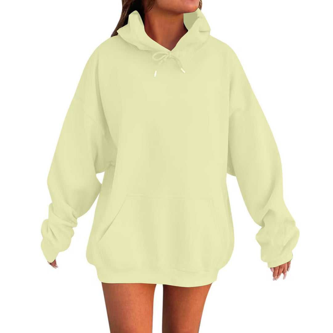 Damen nan oversized Kapuzenpulloverkleid mit Kängurutasche, verlängerter Silhouette und weichem French-Terry EB
