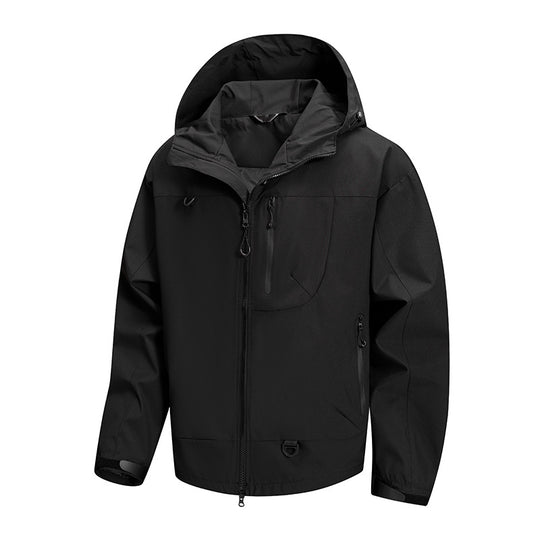 Herren technische Outdoor-Jacke mit Gewebe und verstellbarem Kapuzensystem EB