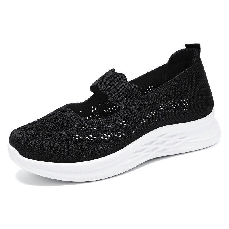 Damen Atmungsaktive Ballerinas mit elastischem Riemen und rutschfester Sohle EB