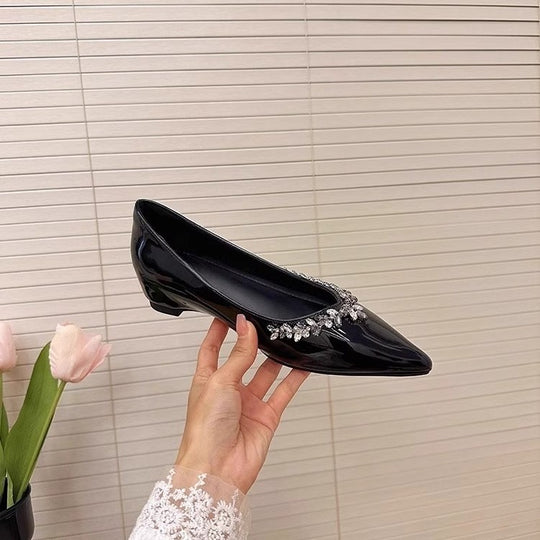 Damen elegante Ballerinas mit funkelnden Strass-Details EB