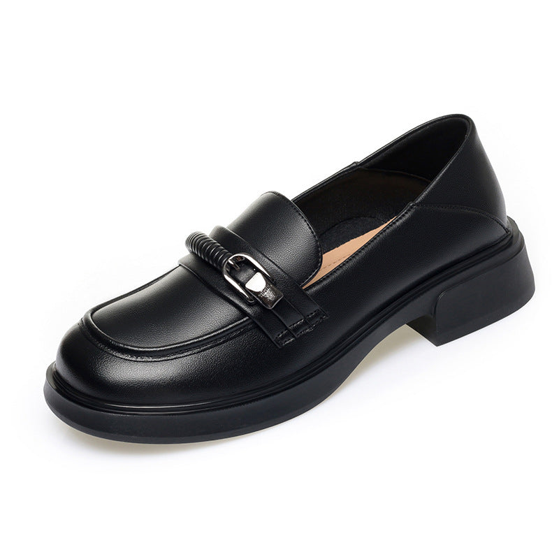 Damen Mokassins mit modischem Riemen und robustem Absatz EB