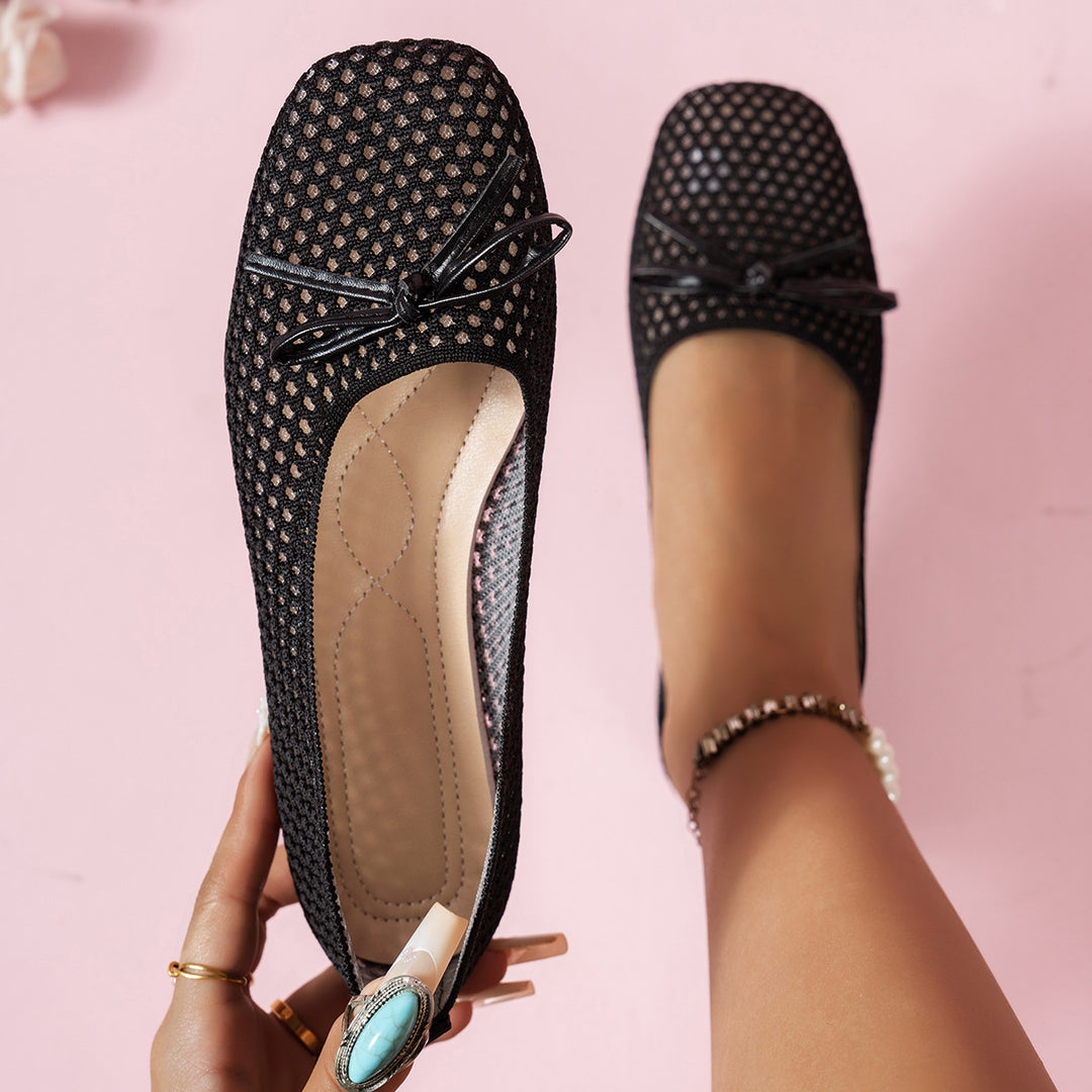 Damen Ballerinas mit großem Schleifen-Design und atmungsaktivem Obermaterial EB
