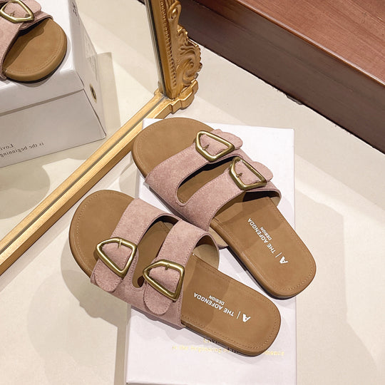 Damen Modische Sandalen mit doppeltem Riemen und eleganten Schnallen EB