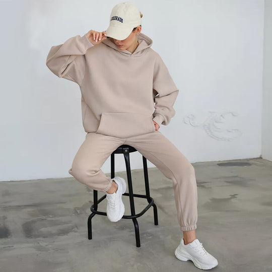 Damen Lässiger Kapuzenanzug mit weitem Schnitt und praktischen Taschen EB