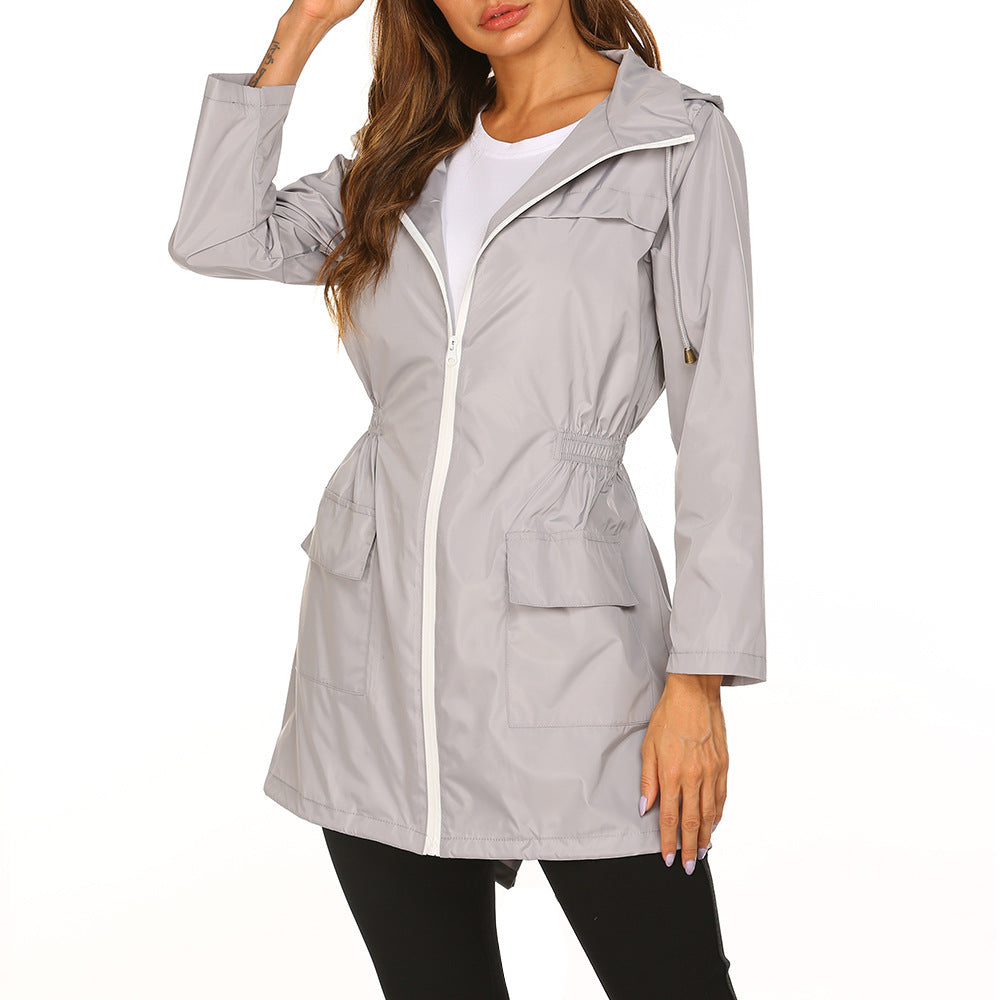 Damen praktische Freizeitjacke mit verstellbarem Bund und großen Taschen EB