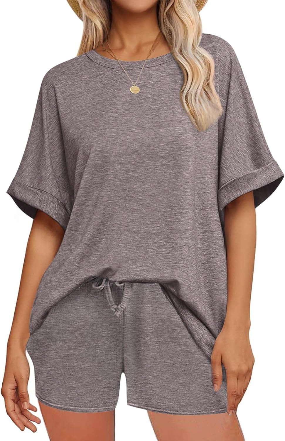 EB | Fledermausärmel T-Shirt Kordelzug Shorts Sportbekleidung