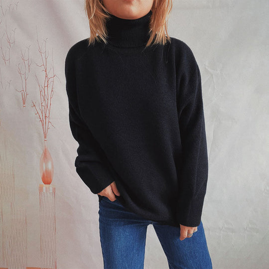 EB | Einfarbiger Warmer Strickpullover Für Alltag
