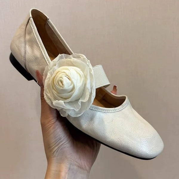 Damen Ballerinas mit floralem Dekor und elastischem Riemen EB