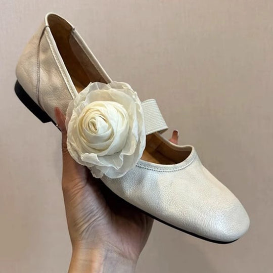 Damen Ballerinas mit floralem Dekor und elastischem Riemen EB