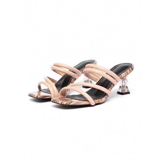 Damen elegante Slingback-Sandalen mit transparentem Blockabsatz EB