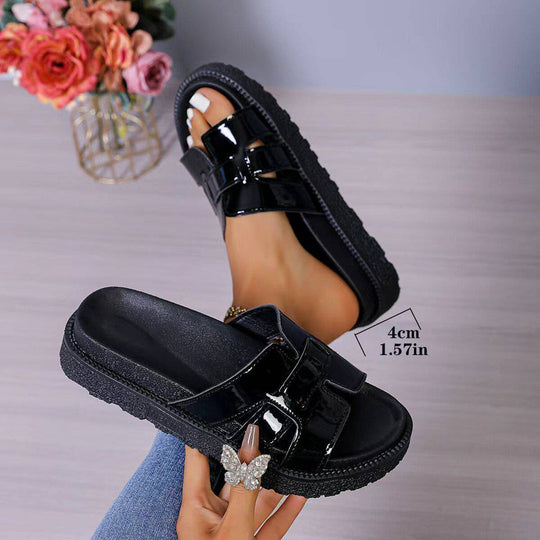Damen Modische Komfort-Sandalen mit glänzenden Akzenten EB
