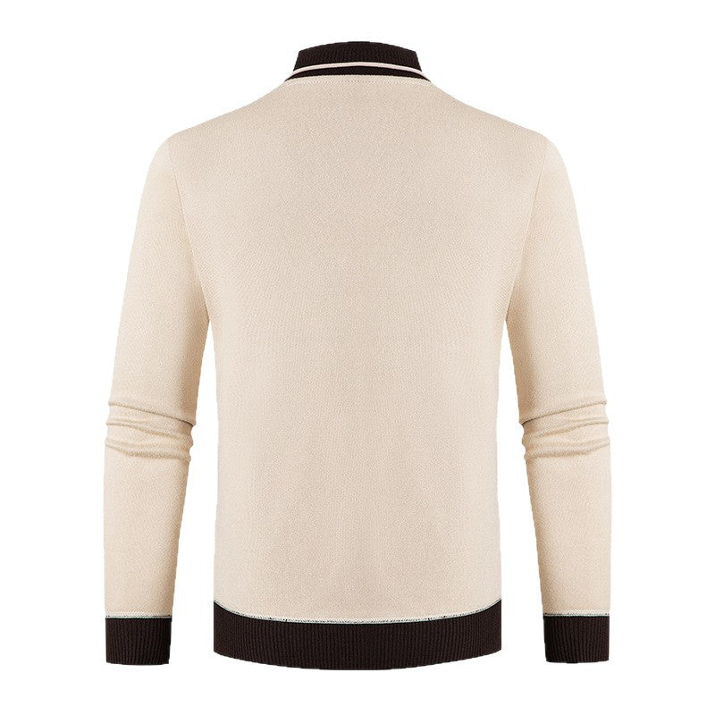 Herren eleganter V-Ausschnitt Pullover mit modischem Kragen EB