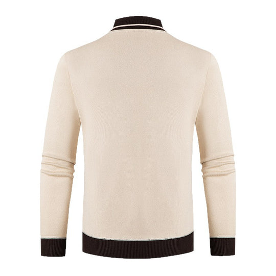 Herren eleganter V-Ausschnitt Pullover mit modischem Kragen EB