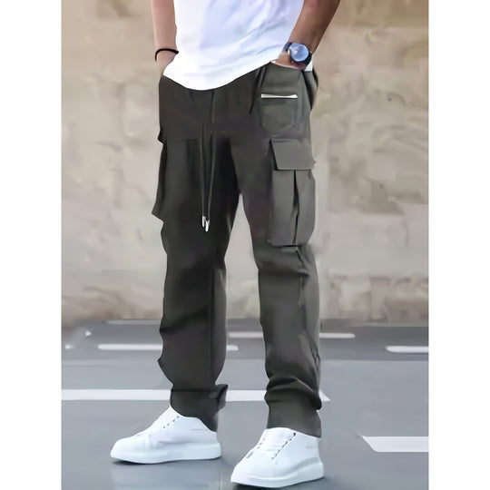Herren moderne Cargo-Hose mit multifunktionalen Taschen und elastischem Bund Hedi-Mode
