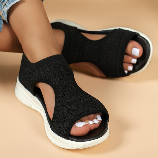Damen Atmungsaktive Freizeit-Sandalen mit modischem Strickdesign und dämpfender Sohle EB