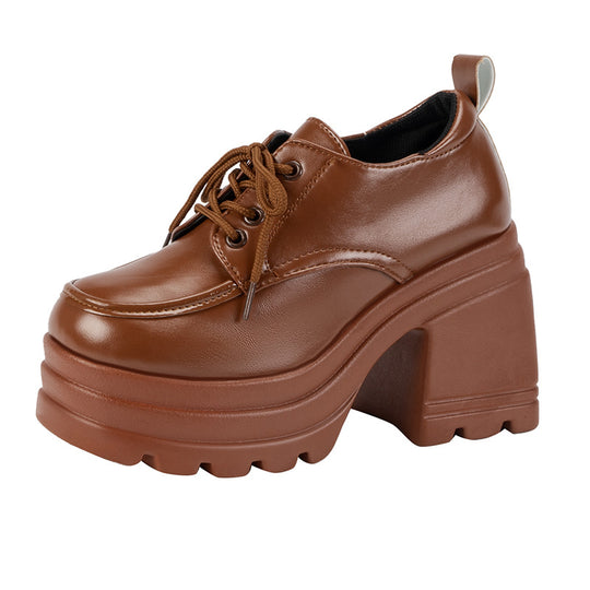 Damen Stiefeletten mit hohem Plateau und Schnürung EB