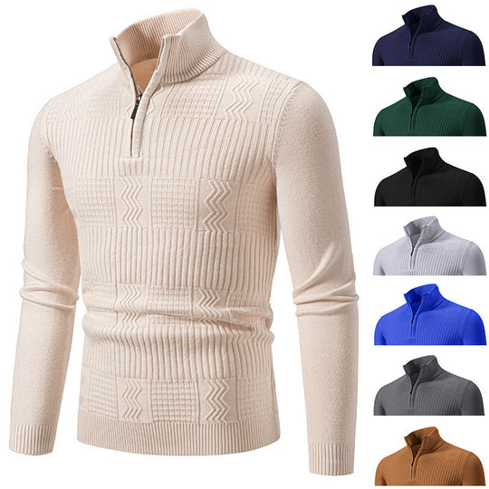 Herren Strickpullover mit modernem Stehkragen und strukturiertem Design EB