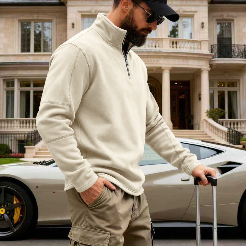 Herren Halbzip-Sweatshirt mit Stehkragen und markanten Nahtdetails EB