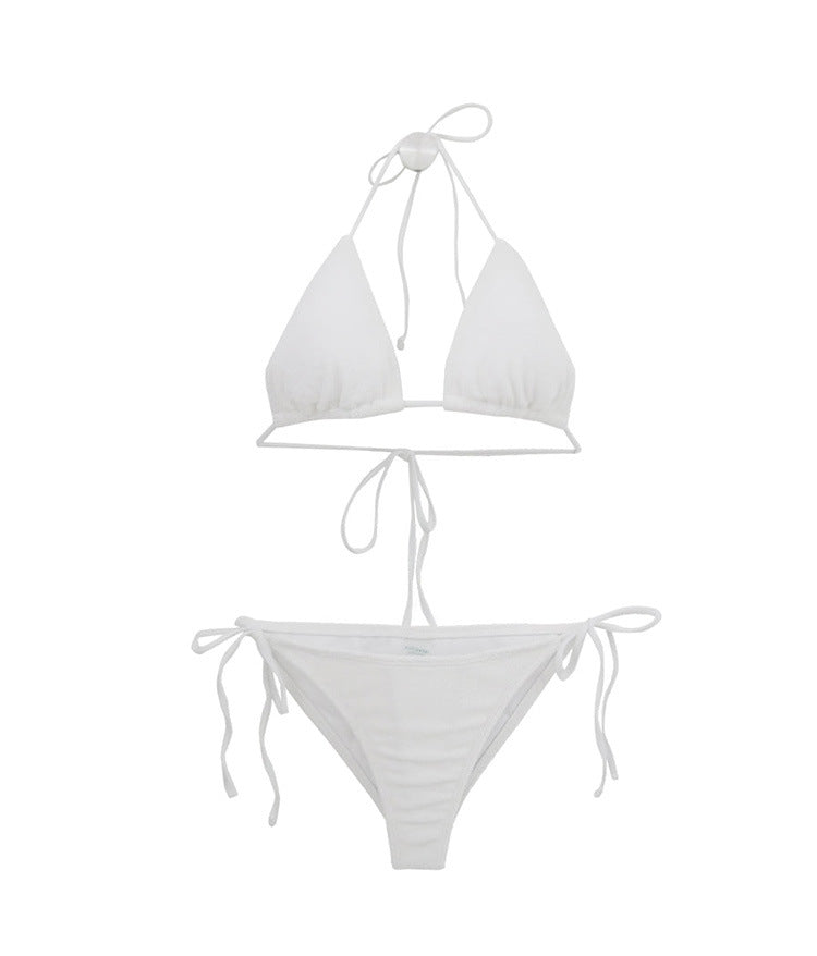 Damen Triangel-Bikini-Set mit verstellbaren Trägern und dekorativem Knoten EB