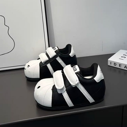 Damen Bequeme Kindersneaker mit niedlichem Tiermotiv und praktischem Klettverschluss EB