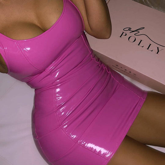 Damen figurbetontes Minikleid aus glänzendem Material EB