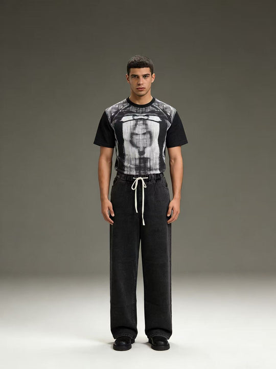Herren lässiges Sweatshirt mit grafischem Print und Raglanärmeln EB
