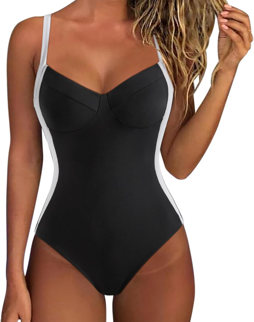 Damen Einteiliger Badeanzug mit elegantem Schnitt und verstellbaren Trägern EB