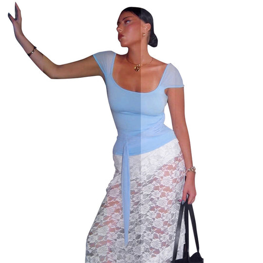 Damen figurbetontes Oberteil mit raffiniertem Wickeldesign EB